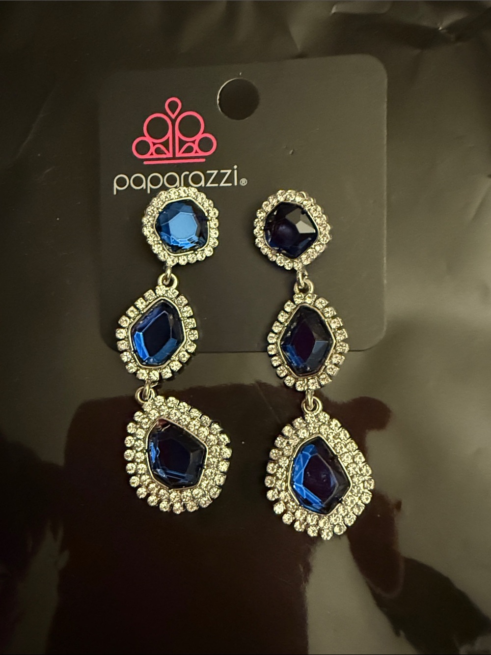Paparazzi Navy and Sapphire Tiered Teardrop Earrings